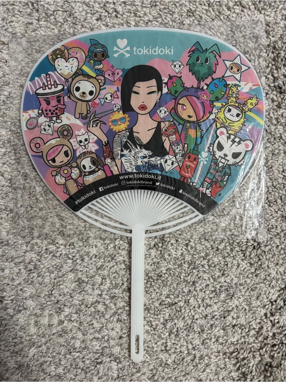 tokidoki multicolor character hand fan
